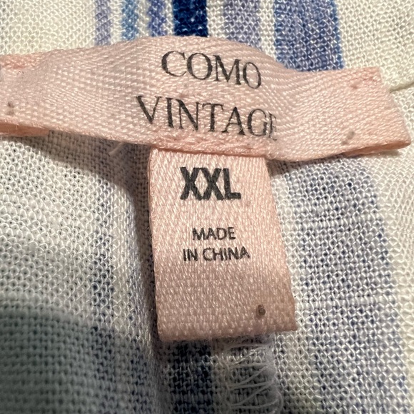 Como Vintage Blue and White Stripe Tie Front Cropped top Plus Size XXL - Picture 3 of 3